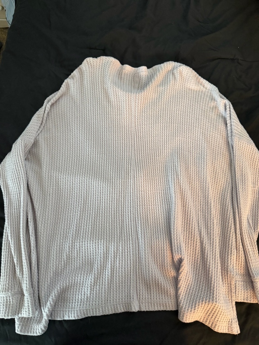 American Eagle Outfitters Light Lavender Waffle-Knit Long Sleeve Top